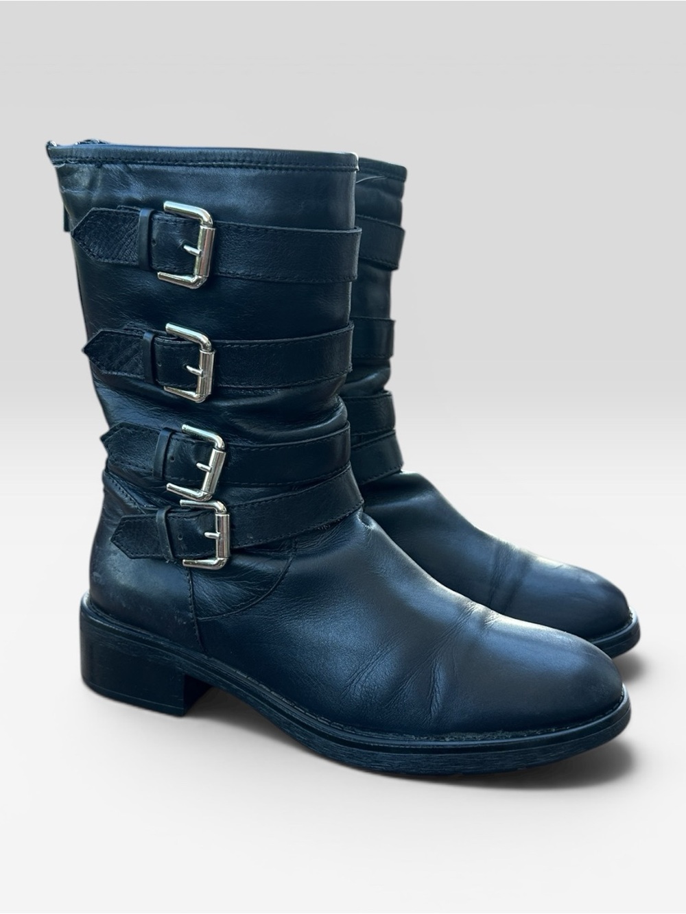 Aquatalia “Swell” Leather Moto Boots